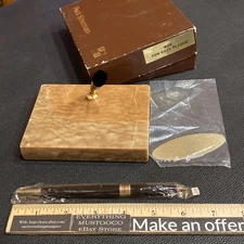 Vtg NIB Park Sherman Caramel Brown Marble Onyx Desk Pen Holder 5"4” NEW In Box