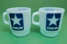 Vintage Anchor Hocking Milk Glass Coffee Mugs Lot of 2 Starline MCM stacking cup