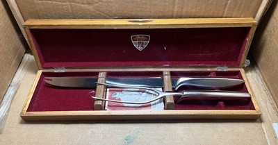 Vintage Gerber Snickersnee Carving Set Knife Fork w/ Box USA