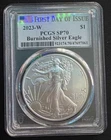 2023-W Burnished $1 American Silver Eagle PCGS SP70 FDOI Flag Label