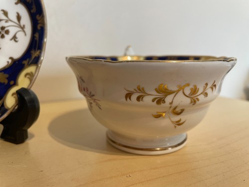 Antique Cobalt blue floral flowers Teacup and saucer Duo pattern 5176 handpaint - Picture 6 of 8