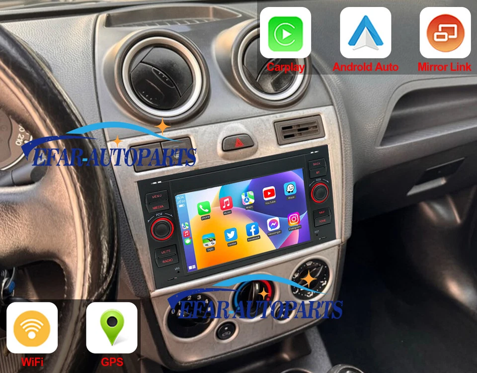 PARA FORD FIESTA 2005-2007 4+64GB ANDROID 13 CARPLAY COCHE ESTÉREO RADIO GPS NAVEGACIÓN FM Foto 3 de 4