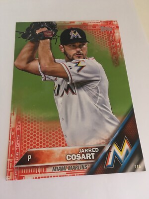 2016 Topps Jumbo 5x7 Red Parallel Jarred Cosart Marlins 676 # d 1/5 Rare
