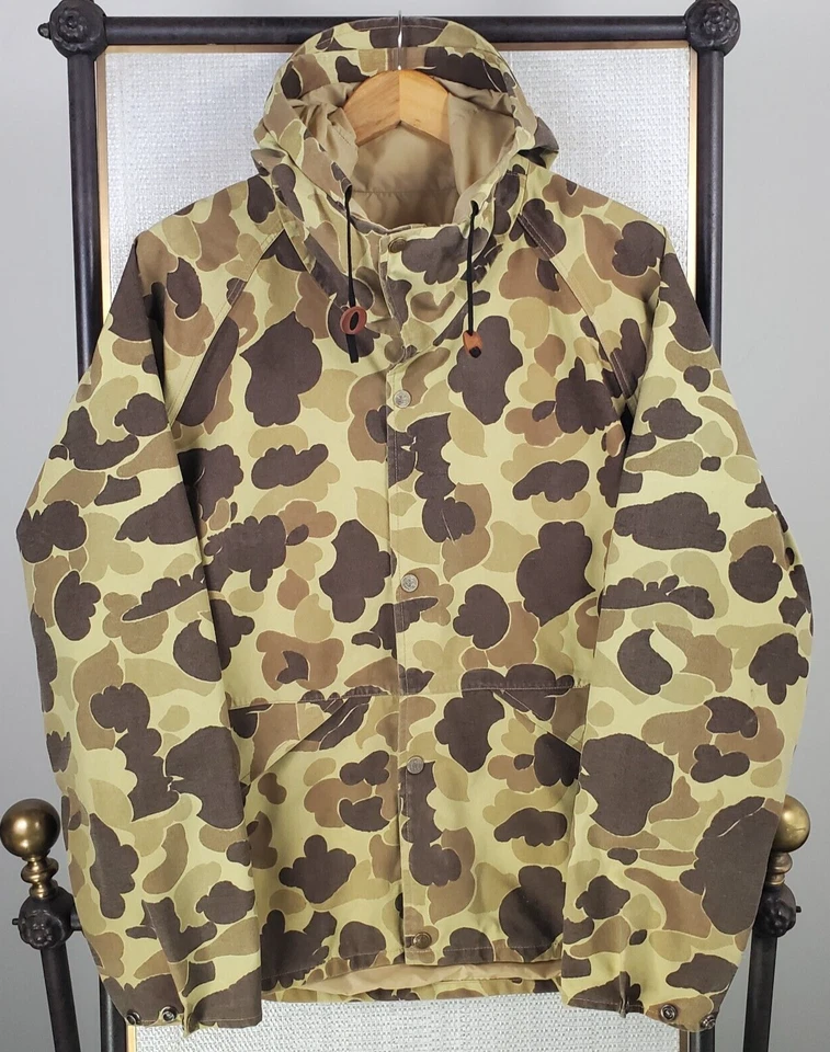 VTG CABELAS Size Medium Mens Jacket Gore Tex Made in USA Cloud Camo Shell Hood - Image 3 of 4