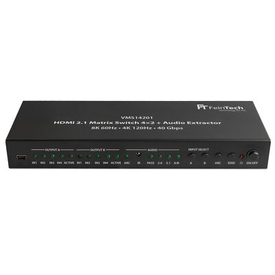 HDMI 2.1 Matrix Switch 4x2 4 In 2 Out mit Audio Extractor 8k 4k 120Hz B-Ware