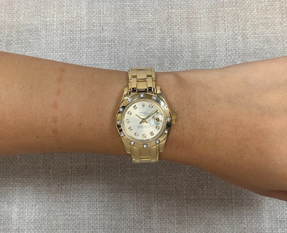 Reloj Rolex Datejust Pearlmaster oro amarillo 18k plata diamante 29 mm K 80318 Foto 4 de 4