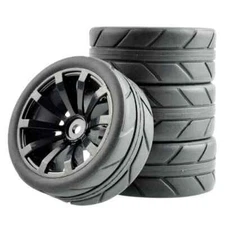 4x 1/10 RC Rubber Tires and Wheels Rims 12mm Hex For HSP HPI Tamiya On Road Car