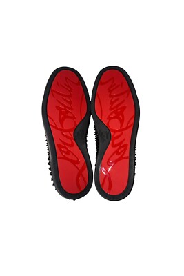 Christian Louboutin Black Spike Roller Boat Low Top Sneakers Size