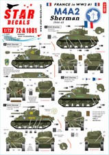 Star Decals, 72-A1081, French M4A2 Sherman , From Normandy to Paris , 1/72