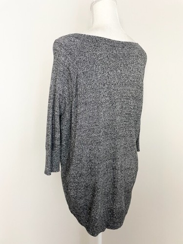 Maglione tunica donna Express maglia taglia XS nero bianco collo barca orlo tondo - Foto 8 di 11