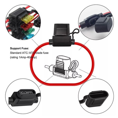 Holder Fuse Proof Splash Blade Auto Car Cable In Line 14 AWG 20A Mini" - Picture 4 of 8