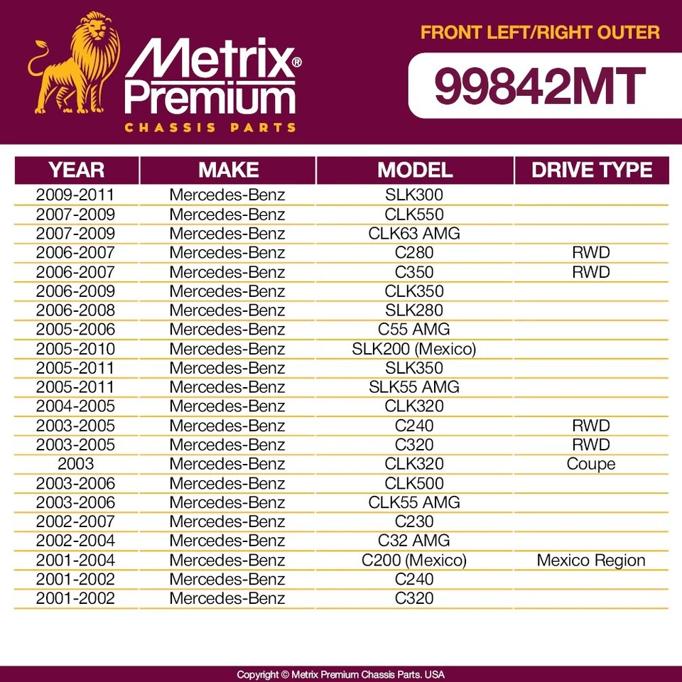 Juego de extremos de barra de amarre exterior delantero para Mercedes-Benz C230 C240 C280 C320 C350 C55 AMG Foto 2 de 4