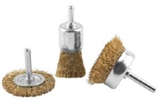 4x RS Pro SPINDLE MOUNTED WIRE BRUSH SET 3Pcs 25mm & 50mm, Crimped Wire
