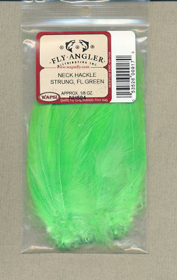 Neck Hackle Strung -  fl green - 1/4 oz     NH504