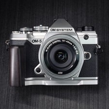 Handmade Wooden Handle Grip L Plate Alloy Base for OLYMPUS OM SYSTEM OM-5 Camera