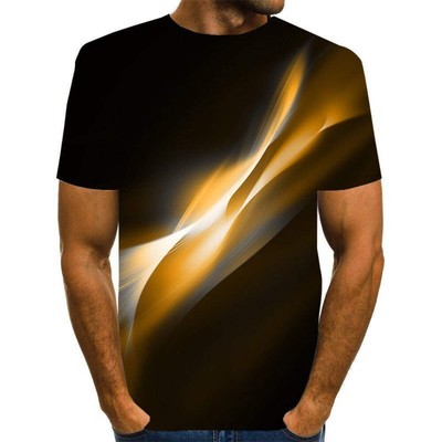 Mens Thin Lightweight Milk Silk Leisure Short Sleeve T-Shirt, 90% Polyester, Rou
