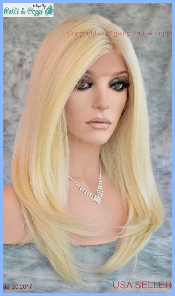 Swiss Lace Front Wig 4X4 Silk Top Hand tied Heat Safe Color 613 Long Thick 1228 - Image 2 of 4