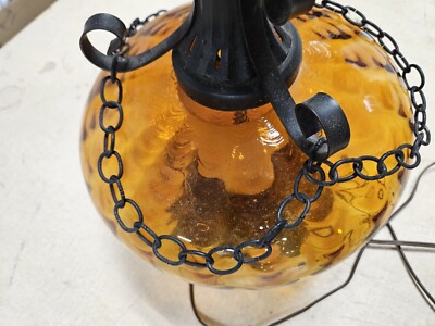 Vintage 1960s 70s MCM Retro Orange Optic Table Lamp- Swag | eBay