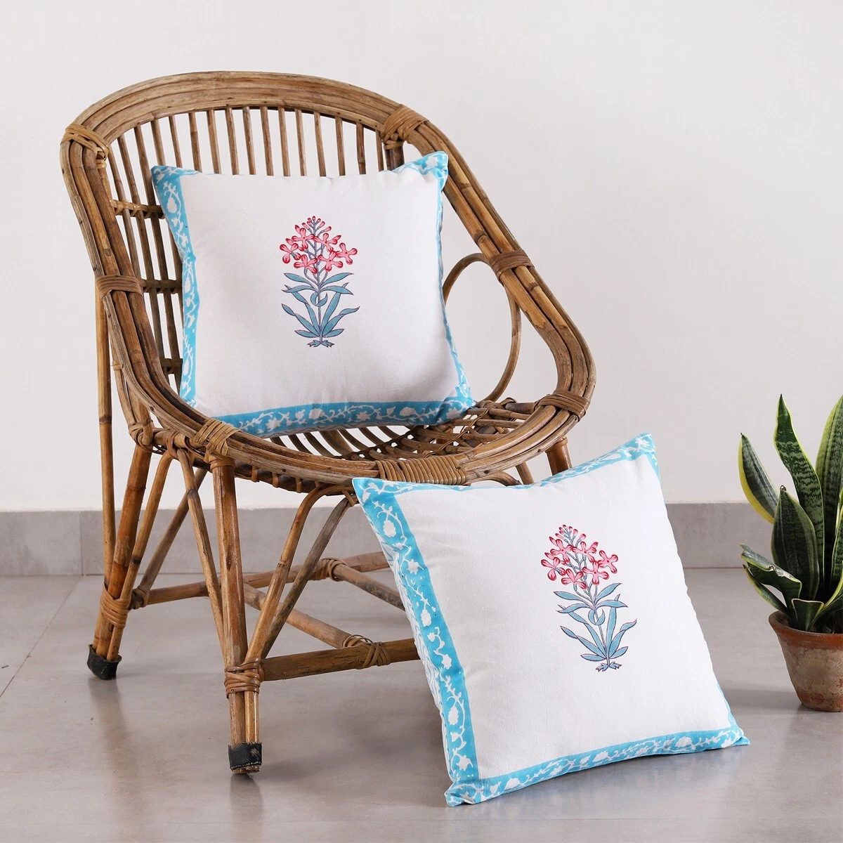2 PC Floral Cotton Cushion Cover Pillow Throw Ethnic Indien Handmade Cover 16"