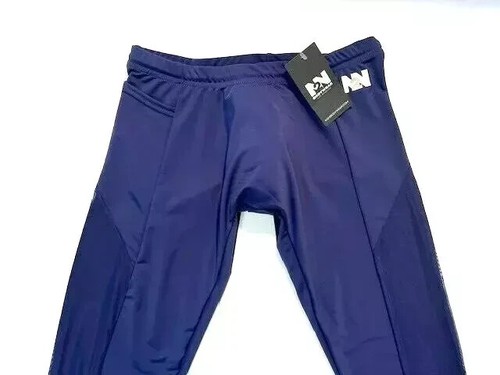 N2N Bodywear Size L Galaxy X Tights - Navy Blue - Sheer Leg Panels