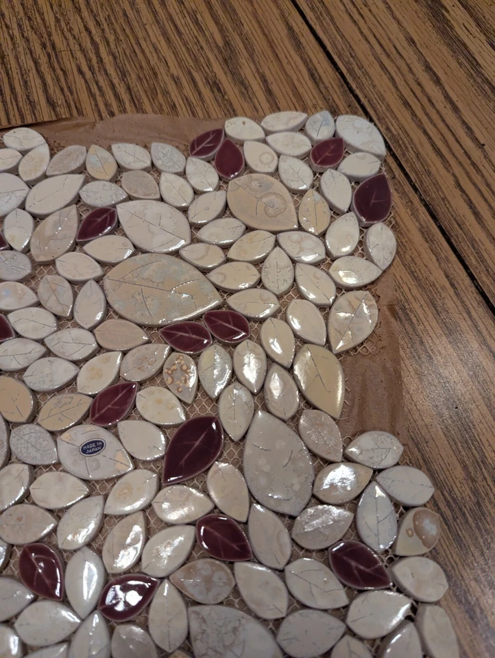 Vintage Made In Japan Multi-Color Porcelain Leaves Wall Tile Floor Pool Tile - Image 4 of 4