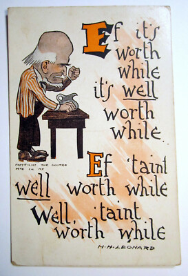 Leonard Wise Comic Postcard Ef It's Worth While if taint then it Aint PC 2547