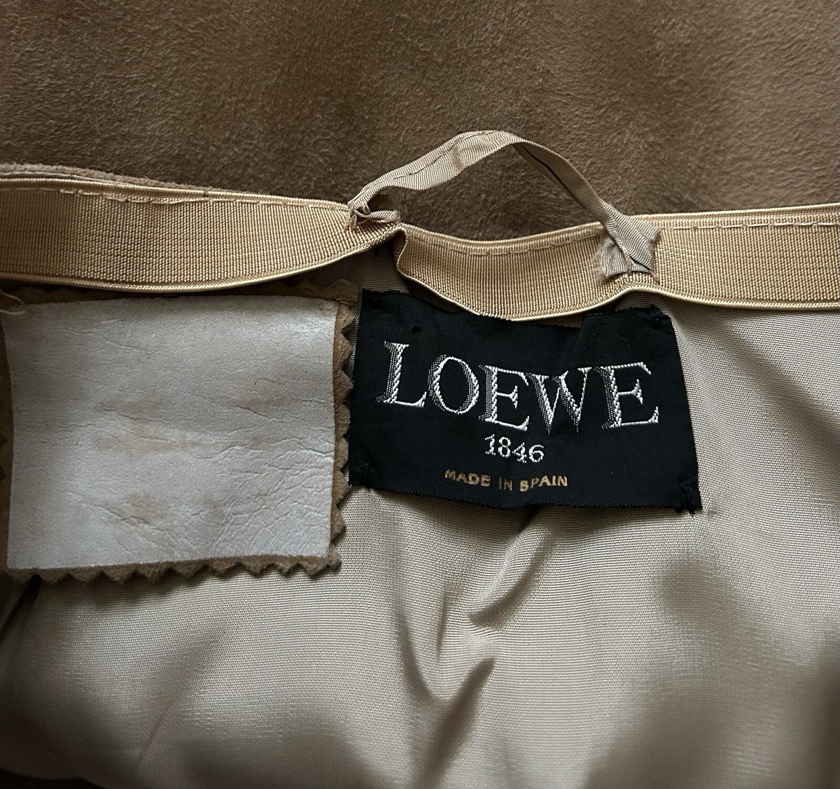 Vintage LOEWE Tan Suede Leather 1846 Spain Madrid A-Line Skirt