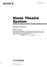 Sony HT-DDW990 Home Theater System Owners Manual
