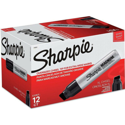 Sharpie 44001ABX Broad Chisel Tip Magnum Permanent Marker - Black (12/CT) New