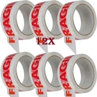 12 X TAPE Rolls FRAGILE Parcel Tape Packing FRAGILE Packaging 48mm x 66m D088