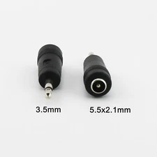 DC Power 3.5mm Mono Male Plug to 5.5mm x 2.1mm Female Socket Adapter Connector