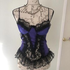 Frederick's of Hollywood Women's Black and Purple Corset