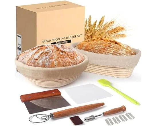 Banneton Bread Proofing Basket Set OT2534 USA seller 2 baskets,bread lame & more