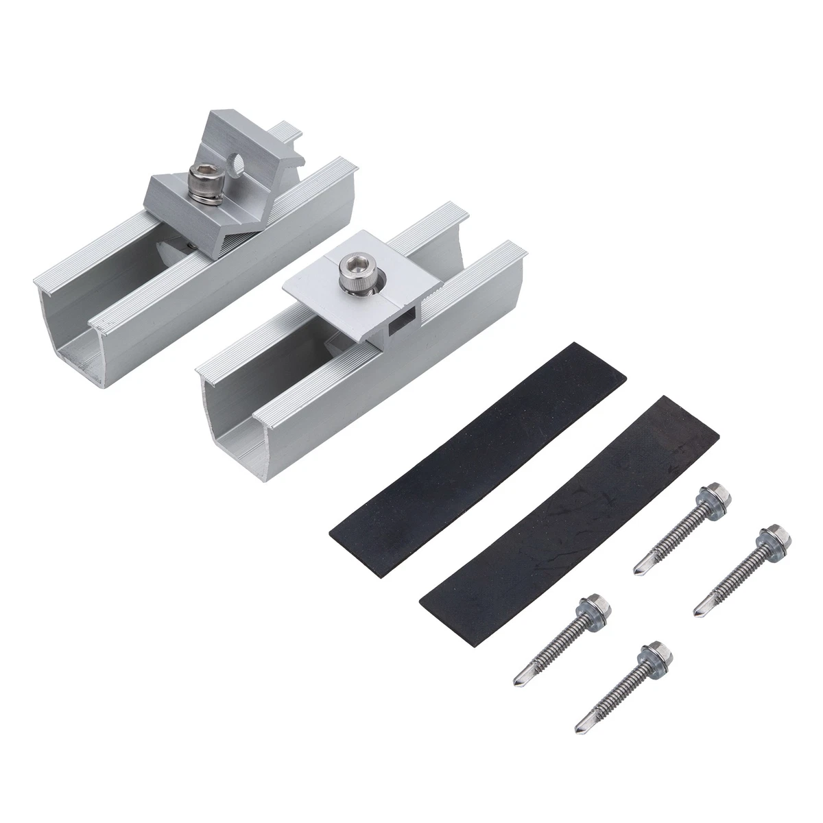 Solar Panel Roof Mounting Rails Bracket Kit Aluminum for 1-4Pcs Solar Panels Set