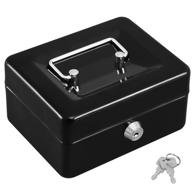 KYODOLED Cash Box with Key,Small Safe Lock Portable Small, Black 