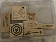 Stampin Up Grateful Greetings Wood Stamp Set Love Valentine Holiday Sentiments