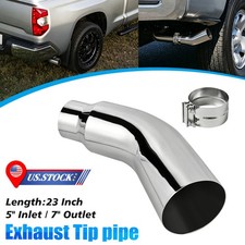 5 Inlet 7 Outlet Diesel Exhaust Turndown Elbow Tip Chrome Silver 23 Inch Long
