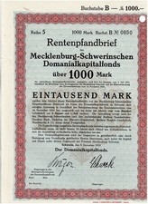 Mecklenburg-Schwerinscher Dominialfonds, Schwerin 1919, Rpf. 1000 Mark, VF