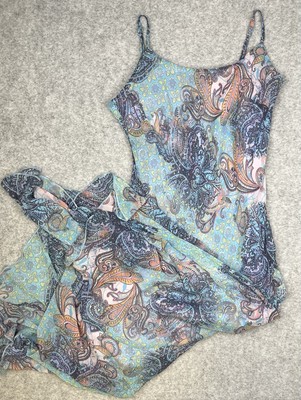 Womens Per Una Green Paisley Bias Vintage Y2k Fairy Whimsical Midi Slip Dress 14