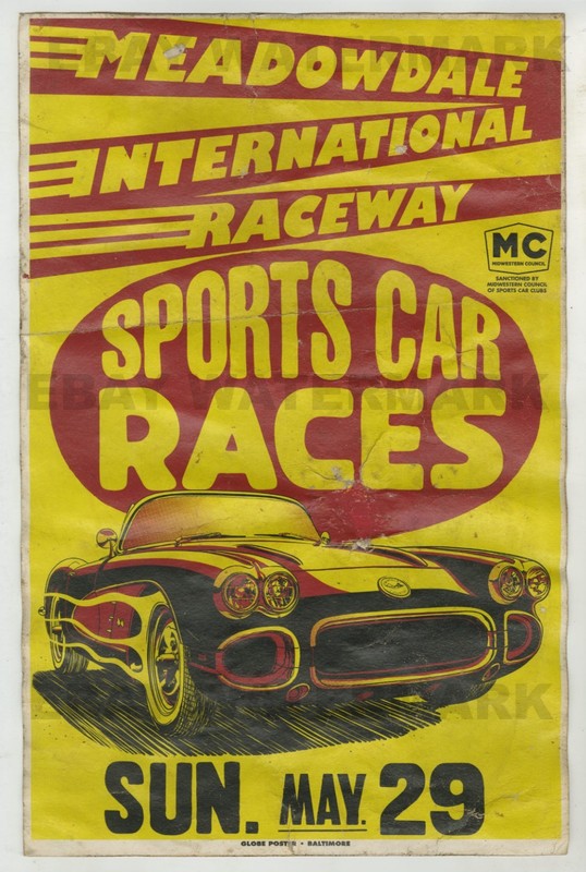 1960s Corvette Race Vintage Advertising Poster 11 x 17 Meadowdale Illinois
