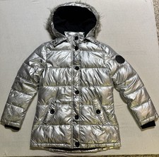 Diesel Jacket Youth Size 14 Gray Silver Insulated Puffer Parka Jacket Winter