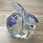 Fenton Purple Hand Painted signed by artist-Flowers Chubby Bunny Figurine Mint