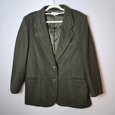 VTG LL Bean  Wms Wool/Cashmere Blazer Green 18