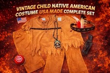 Vintage Child Native American Costume USA Made Complete Set