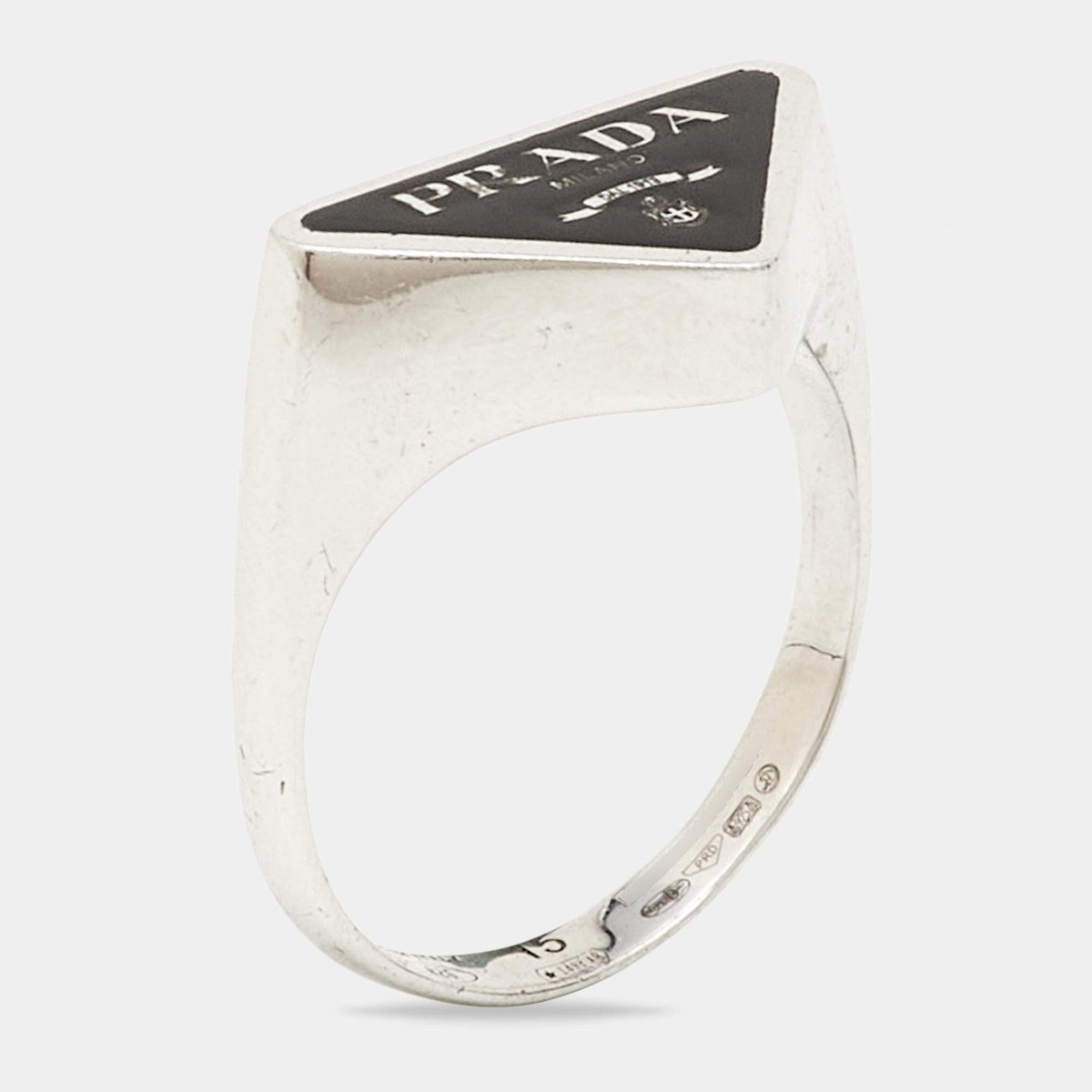 PRADA プラダ シンボルリング 三角ロゴ 14号シルバー925 2025年製 Prada Symbole Enamel Sterling Silver Ring Size 55 | eBay