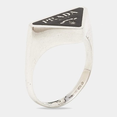 PRADA シルバー ロゴリング Prada Symbole Enamel Sterling Silver Ring Size 55 | eBay