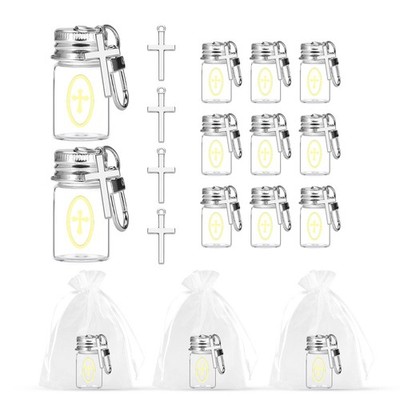 12 Pcs Holy Water Bottle Keychain with Catholic Christian Glass Watering Vial...