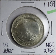 1959 Heraldic Art - St Lawrence Seaway Silver Half 1/2 Dollar Inaugural Year SCD