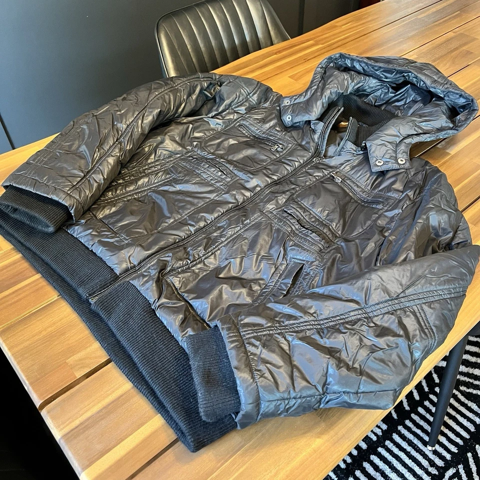 Men's Perry Ellis Portfolio Black Shiny Puffer Jacket Size XXL - Image 2 of 4