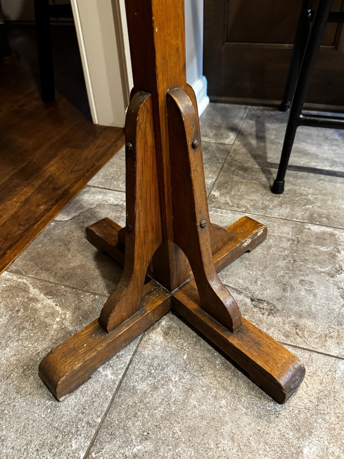 Vintage 1950's Industrial Wood Coat Tree Hat Rack Transitional